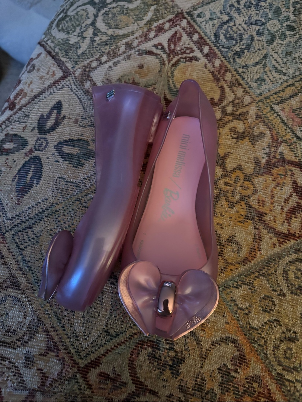 Mini Melissa Play Pink Barbie Jelly Bow Flats - Picture 3 of 3
